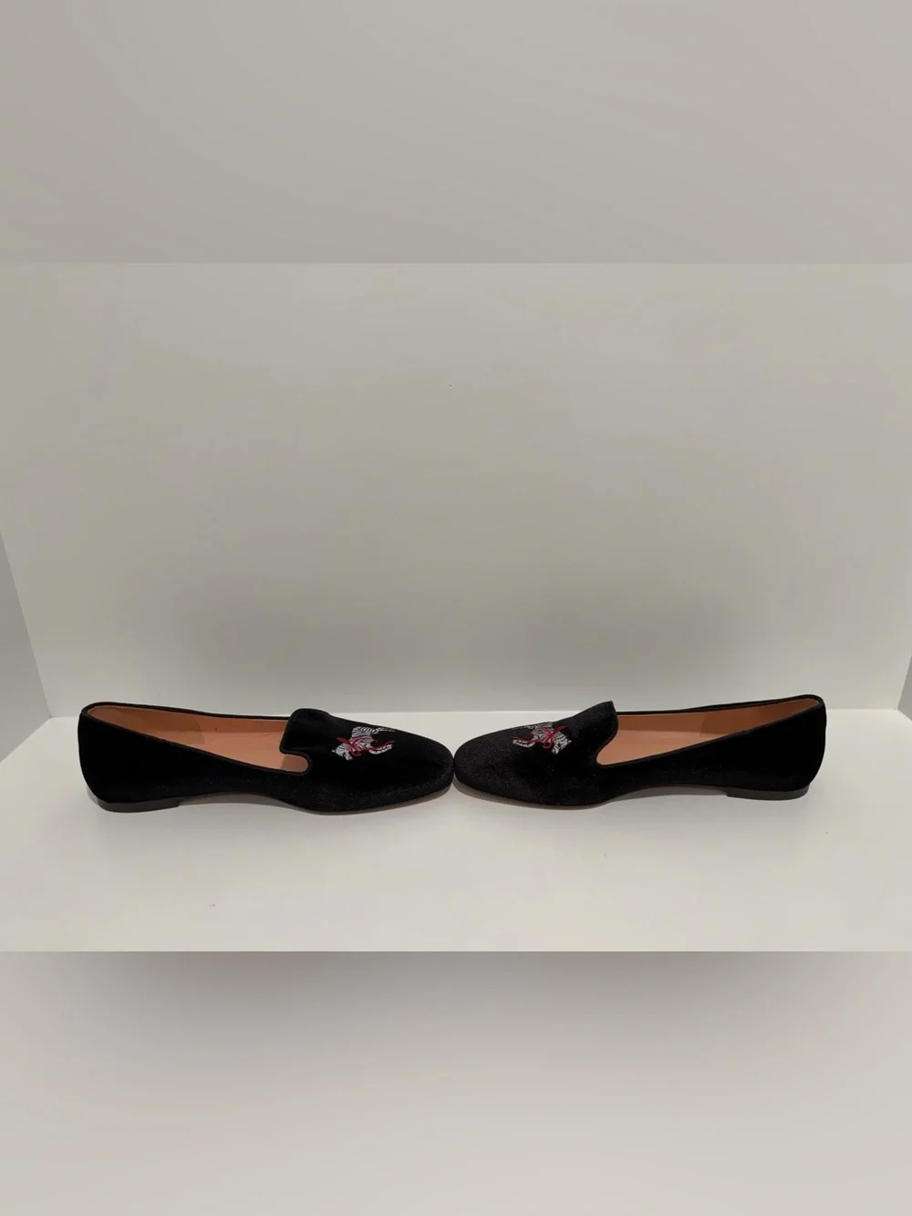 NEW J. Crew Made-in-Italy smoking slippers embroidered velvet CP095 zebra black